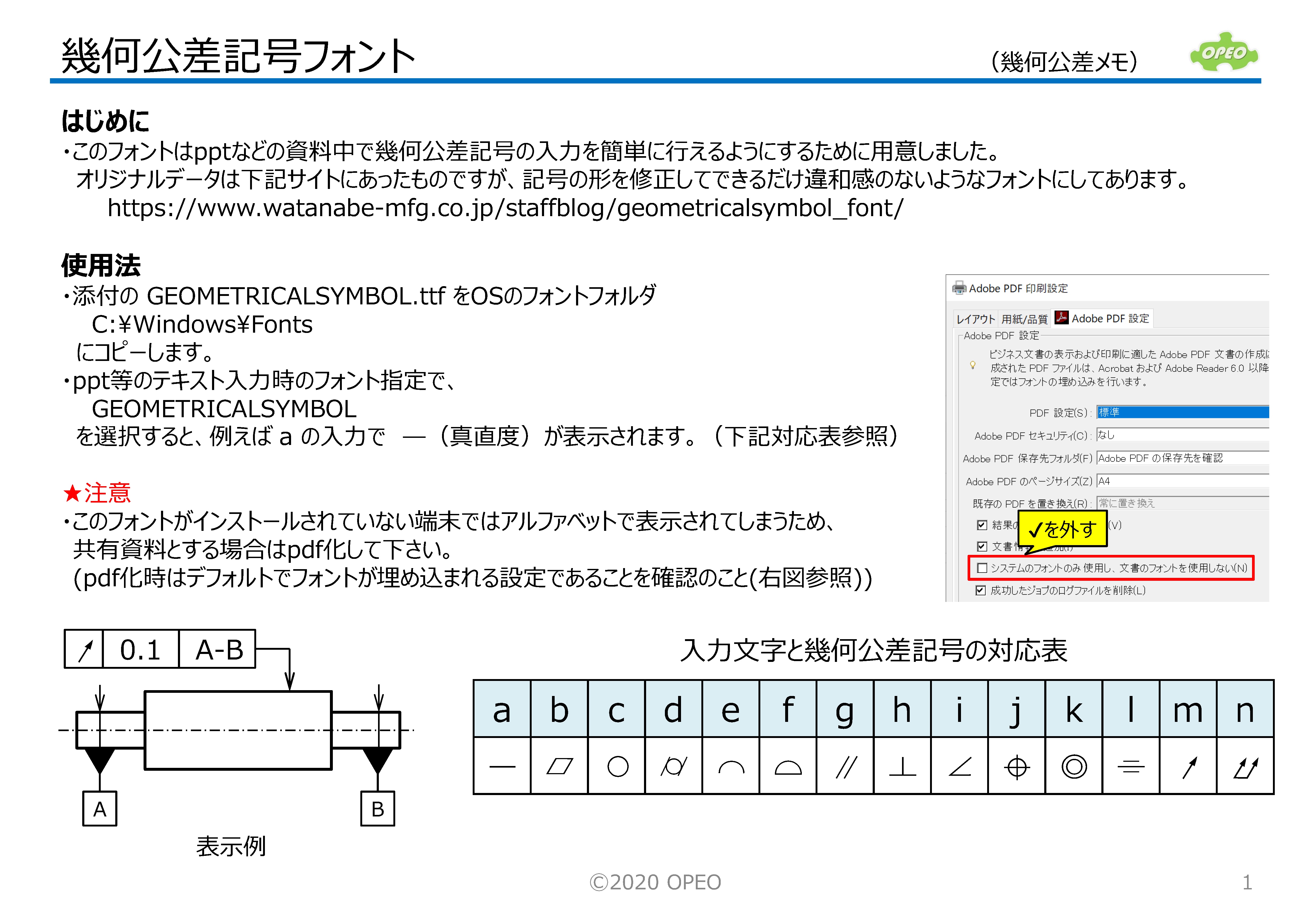 幾何公差記号フォント ライブラリ Opeo 折川技術士事務所